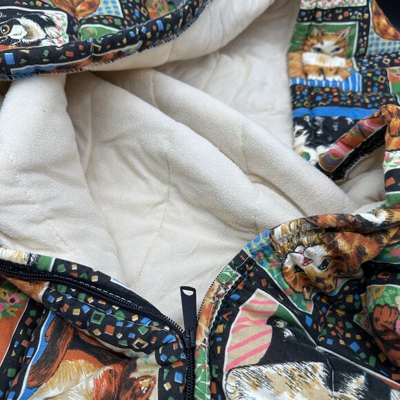 Vintage Kitty Cat Sleeping Bag Convertible Stadium Blanket Barclay Bundle Up 70s - Picture 6 of 9